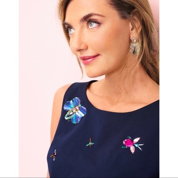 RSVP Talbots Faille Sequin Beaded Jewel Insect Top - Picture 2 of 10